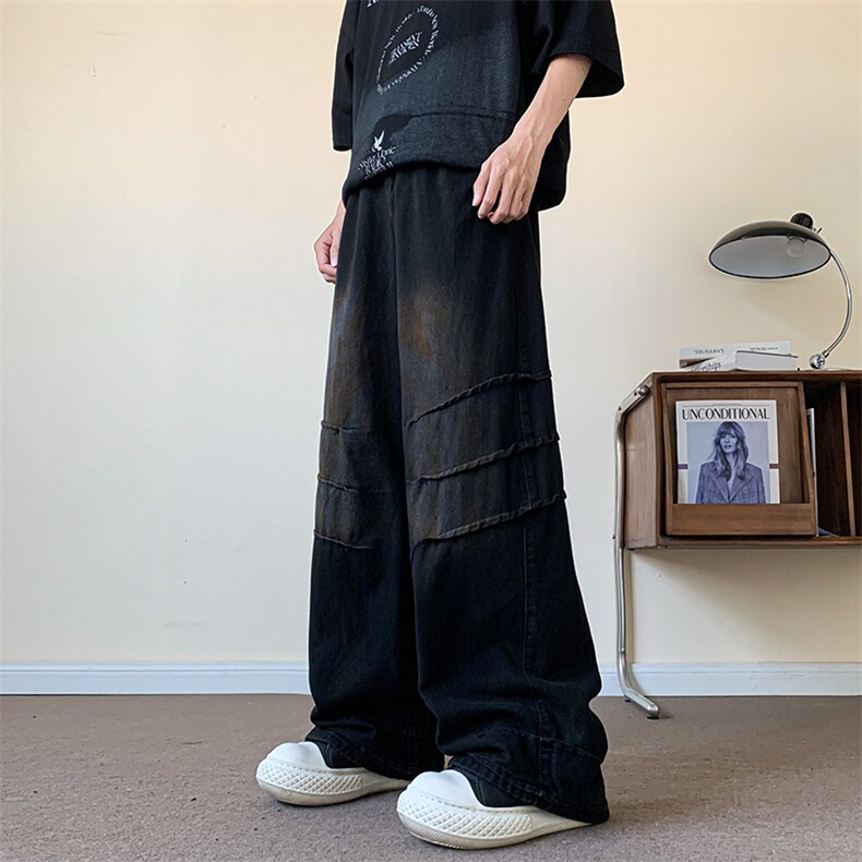 夏季新款美式潮牌宽松牛仔裤男高街复古百搭休闲裤现货K8083-P60,男装牛仔裤,星座512-3