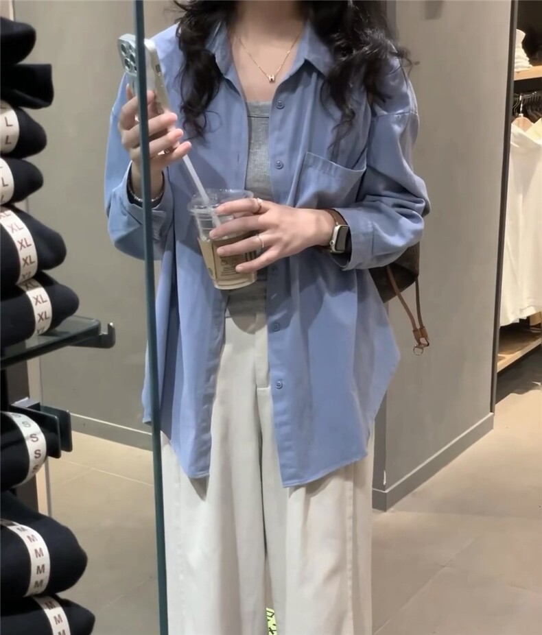 2025韩订单秋季水洗纯棉气质叠穿衬衫，女装衬衫，湘姗
