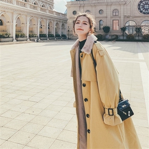 工装派克棉服女中长款冬季新款轻熟风加绒加厚爆款风衣式棉袄外套图片