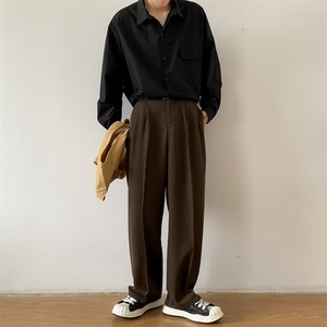 西裤男韩版潮流纯色痞子帅气2024夏季新款ins宽松长裤K3050-P39图片