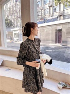 木耳边印花连衣裙,女装连衣裙,Balance Studio(2F)