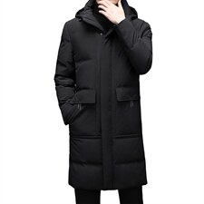 冬季中年休闲羽绒服连帽可脱卸男长款加厚冬装外套HM2198-P340，男装羽绒服，电商B212（原钱塘6029）