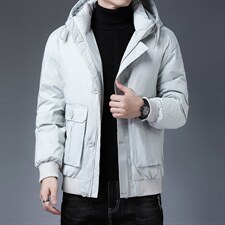 21冬季新款时尚羽绒服休闲宽松翻领外套男士90%白鸭绒ZG3318-P215，男装羽绒服，电商B212（原钱塘6029）