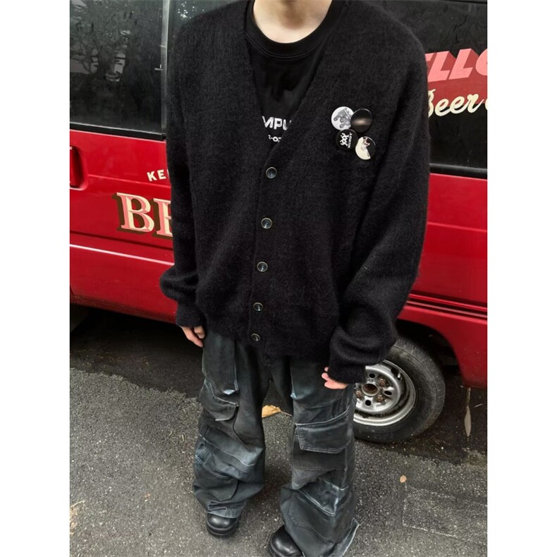 胸针徽章纽扣开衫毛衣针织衫慵懒风纯色秋冬羊毛外套MY28,男装针织衫/毛衣,星座1116A（原606A-3）