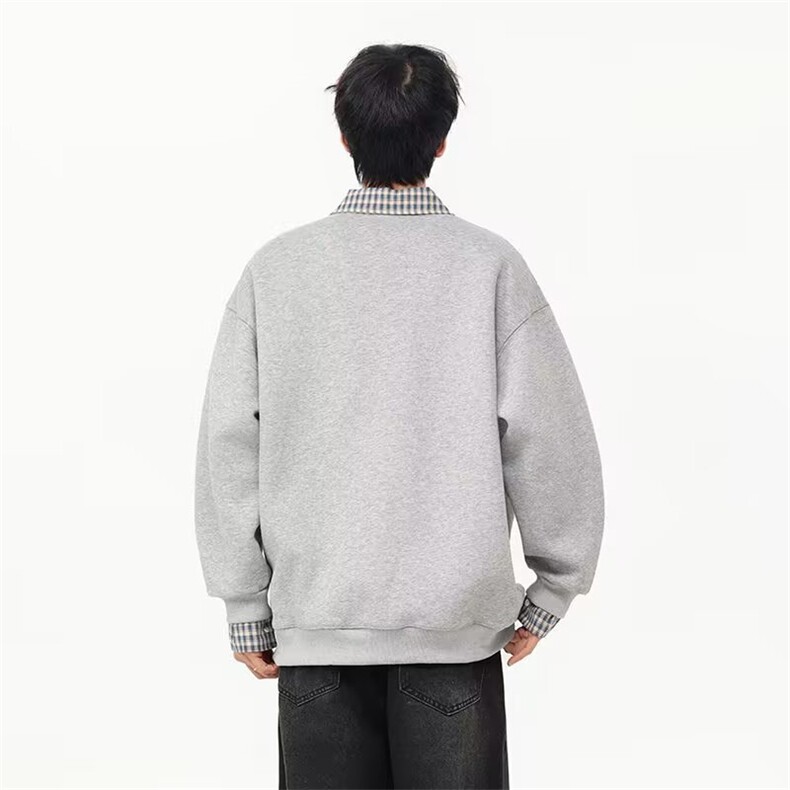 美式复古宽松半拉链卫衣Polo衫百搭假两件上衣男914-4-C175P47,男装Polo衫,星座914-4