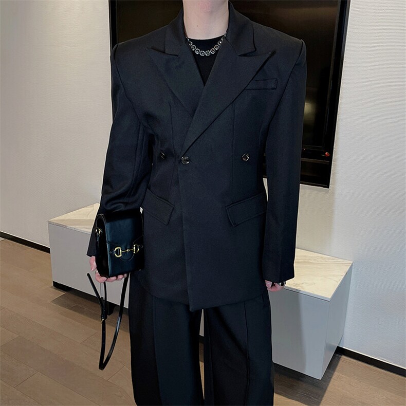 红小众立体垫肩廓形收腰西装男夜店男模轻奢西服XZ0090P130，男装西服，电商B267