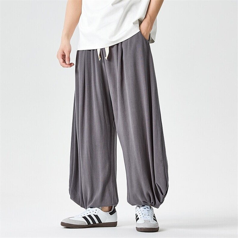 夏季新款大码日系风复古棉麻亚麻休灯笼裤裤潮男女K306/P75,男装休闲裤,钱塘713