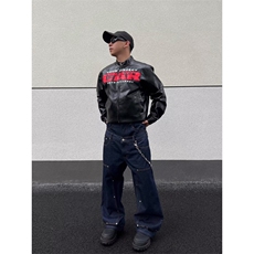 美式复古牛仔裤男春秋季新款宽松大码直筒重磅耐磨休闲裤子，男装牛仔裤，四季星座505