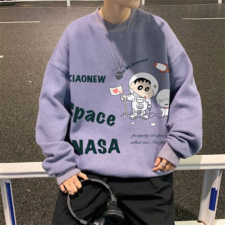卫衣男春季美式重磅潮牌潮流宽松圆领上衣oversize大码长袖打底衫,男装卫衣,电商B371