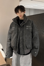 405A美式复古个性金属设计短款皮衣棉服MY24916-特批108控178，男装皮衣，星座405A