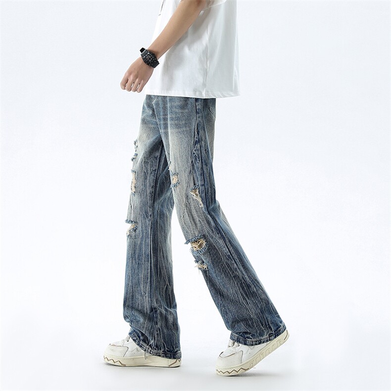 B221美式ins高街暗黑小众夏季重工艺破洞牛仔裤LK24173-P65控88,男装牛仔裤,电商B221