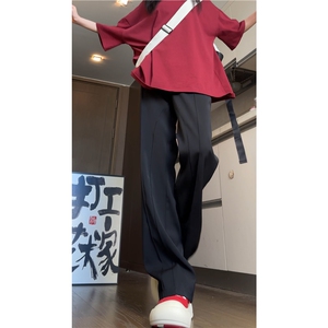 INS夏季新款高街潮流cleanfit休闲微喇西裤B315-K24248-特p40控78图片