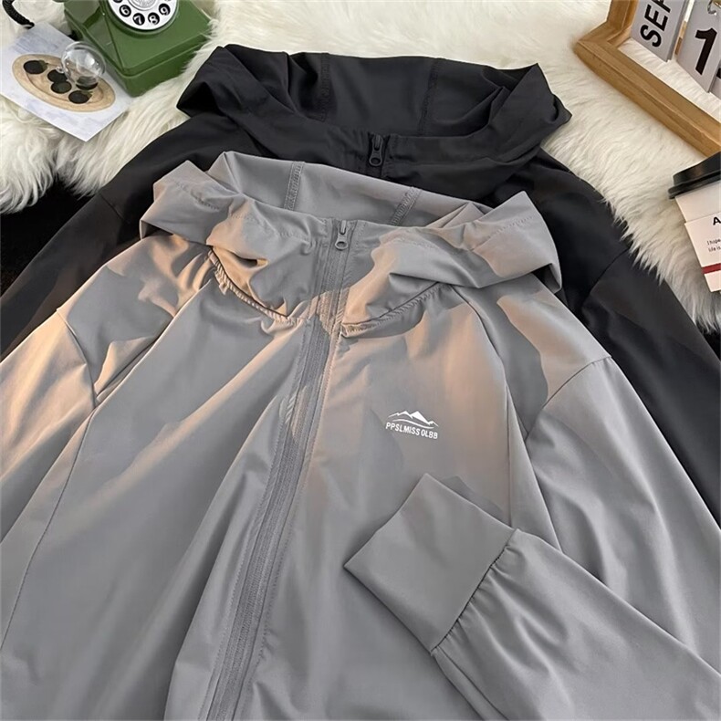夏季薄款透气防晒衣外套男美式高街潮牌情侣连帽防晒服F9243-p40图片