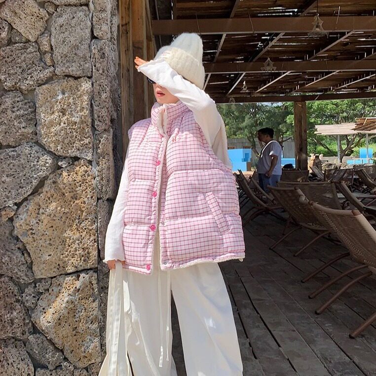 两面穿美式设计感羊羔绒马甲棉服外套女chi冬慵懒风甜美MF347-P75,男装棉衣,星座412-3