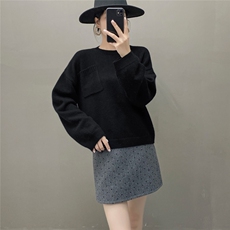 2025百搭时尚简约圆领宽松袖口羊绒衫，女装羊绒衫，国旺羊绒