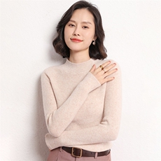 休闲/淑女通勤秋冬新款柔软叔叔女士半高领简约百搭羊绒衫，女装羊绒衫，艾米娇羊绒