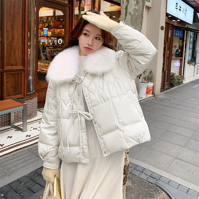 超好看蓝色短款羽绒服女2023冬季新款小个子加厚保暖白鸭绒外套潮,女装羽绒服,2C081