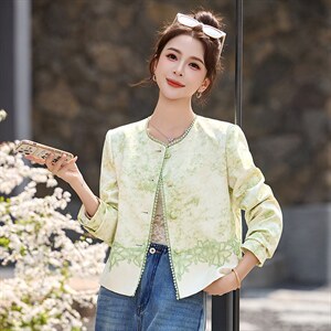 现货现货2026年春季新中式外套，女装短外套，伊仟回