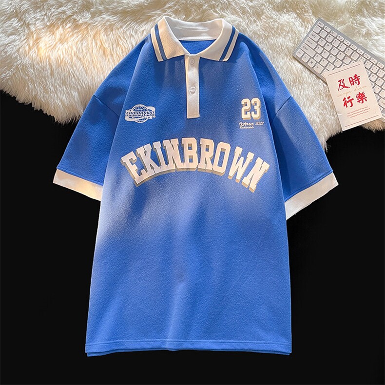 1港风polo衫潮大码M-5XL情侣风翻领短袖T恤男DP7741P45控68，男装Polo衫，星座226-2