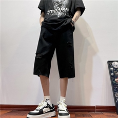 D2053-p45-控68现货风宽松cleanfit牛仔裤七分裤黑暗，男装牛仔裤，星座116