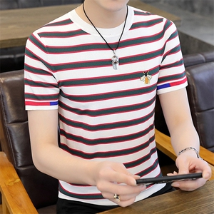 7361-P55欧洲站2025夏季新款刺绣t恤男冰丝短袖男士潮牌半袖男装图片
