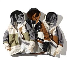 709-MY08-P12520新款冬季加厚羊羔毛外套连帽拼色情侣工装棉衣，男装棉衣，星座709