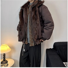 JY635-P100羊羔绒毛棉袄男士加绒连帽棉衣冬装情侣棉服外套网图，男装棉衣，星座1501-3