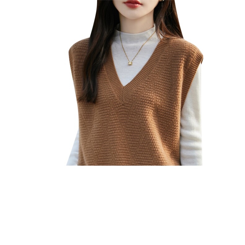 法式高端100纯羊毛针织马甲女2025新款V领无袖坎肩背心毛衣马夹,女装马甲,片语羊绒