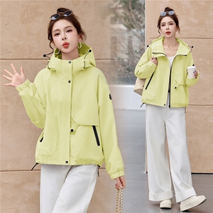 现货2026年春季连帽时尚潮流舒适休闲外套，女装短外套，歌伊格美