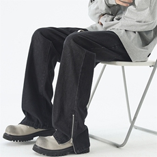 裤脚口侧面带拉链美式复古怀旧百搭高街长裤A158-NZK083-P48，男装休闲裤，电商A158