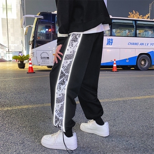 新款宽松直筒腰果花2021潮流阔腿休闲运动坠感卫裤 现货 K117-P28图片