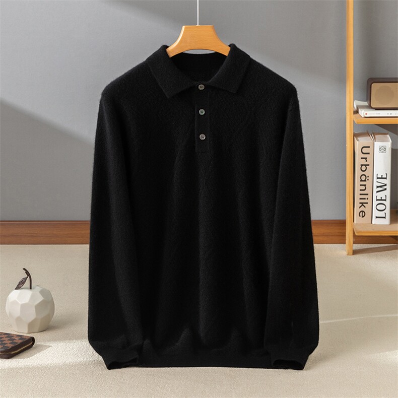 秋冬新款baby小山羊绒衫男POLO衫商务休闲百搭毛衣翻领针织衫，男装羊绒套衫，牧群羊绒