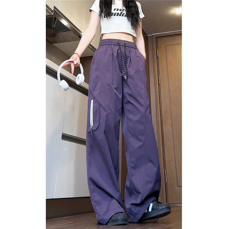 wassuphappy紫色工装裤子男士春秋季2025新款潮牌户外休闲运动裤,女装休闲裤,电商A337