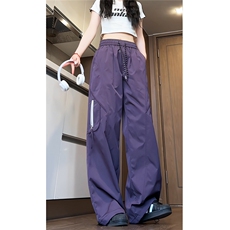 wassuphappy紫色工装裤子男士春秋季2025新款潮牌户外休闲运动裤，女装休闲裤，电商A337
