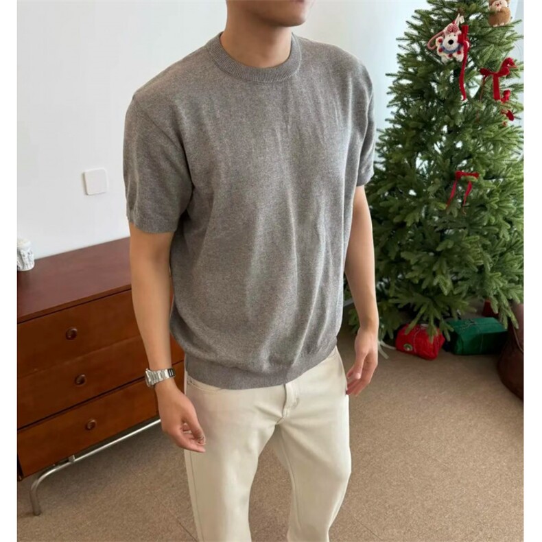 正肩T恤百搭老钱高弹针织衫短袖T6050-P30，男装T恤，星座1212