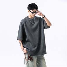 港风美式vibe潮流宽松拼接款圆领半袖T恤男潮XZ213-T008-P35控58，男装T恤，星座213
