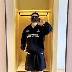 有货DWW13-批48重磅字母印花POLO领卫衣男秋冬，男装Polo衫，星座603-2