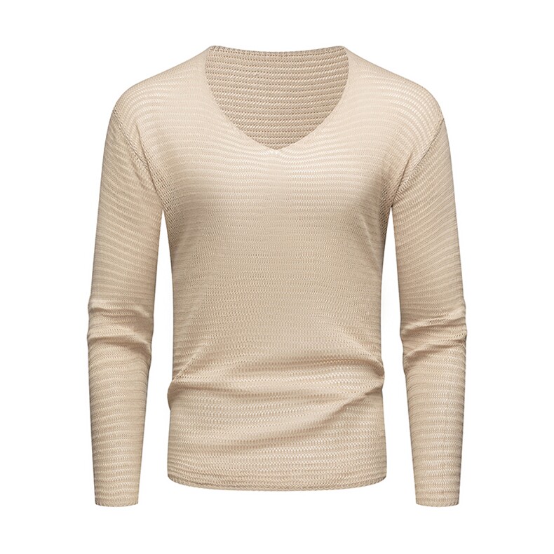 宽松V领外贸跨境男士纯色针织长袖简约休闲欧美毛秋冬季男毛衣，男装针织衫/毛衣，星座1109