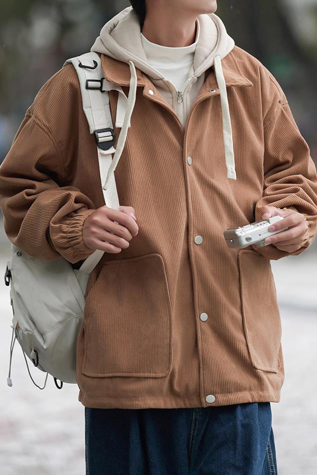 2023款男连帽假两件百搭宽松秋冬夹克外套,男装夹克,电商A210