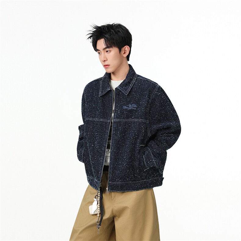 水洗牛仔外套男款春美式痞帅上衣服宽松休闲工装夹克JK1321-P90,男装工装外套,星座1103-3