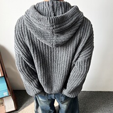 日系复古纯色针织开衫外套男女潮牌宽松百搭情侣毛衣MY555-P72，男装针织衫/毛衣，星座208-5