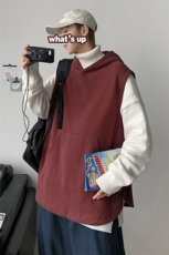 秋装港风针织背心宽松休闲ins潮毛线连帽马甲男女韩版潮H204/P50，男装背心/马甲，钱塘713