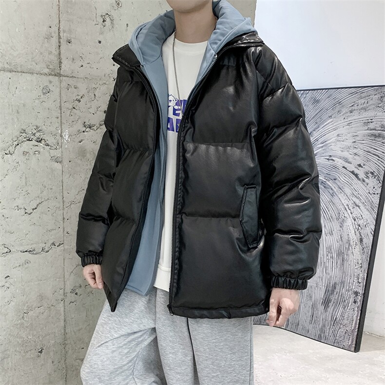 现货冬装港风拼接百搭潮流皮外套加厚棉衣上衣D201-DM75-125,男装棉衣,电商D321-1