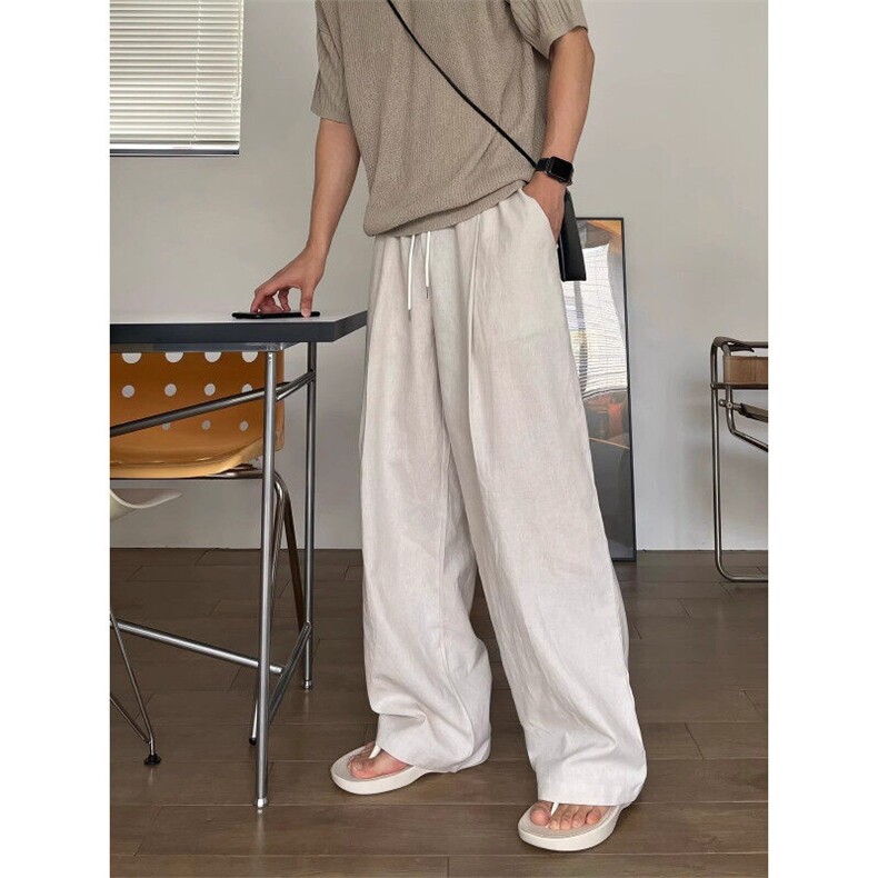 【量大价优】亚麻直筒休闲裤男士阔腿裤韩系通勤cleanfit穿搭P50,男装休闲裤,星座1004（原星座815-3）