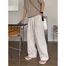 【量大价优】亚麻直筒休闲裤男士阔腿裤韩系通勤cleanfit穿搭P50，男装休闲裤，星座1004（原星座815-3）
