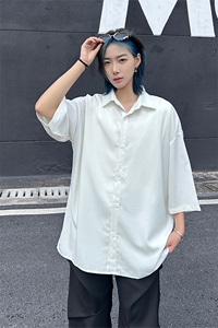 港风大码网红凉感宽松翻领短袖衬衫男女XZ213-CS8804-P35控58图片