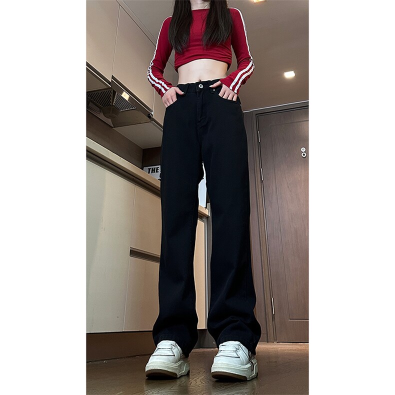 现货主推渐变复古蓝微喇直筒松紧腰休闲牛仔裤男女K5809-P50控69,男装牛仔裤,星座205