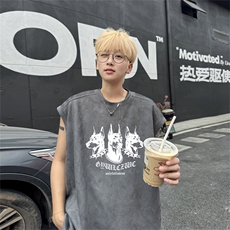 麂皮绒背心坎肩男T恤美式港风潮JB425-特P19控38，男装背心/马甲，电商B370