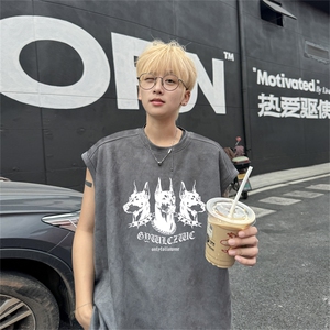 麂皮绒背心坎肩男T恤美式港风潮JB425-特P19控38图片