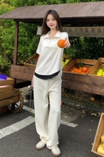 2024夏季半拉链撞色针织衫P60K90，女装针织衫/毛衣，慧峰